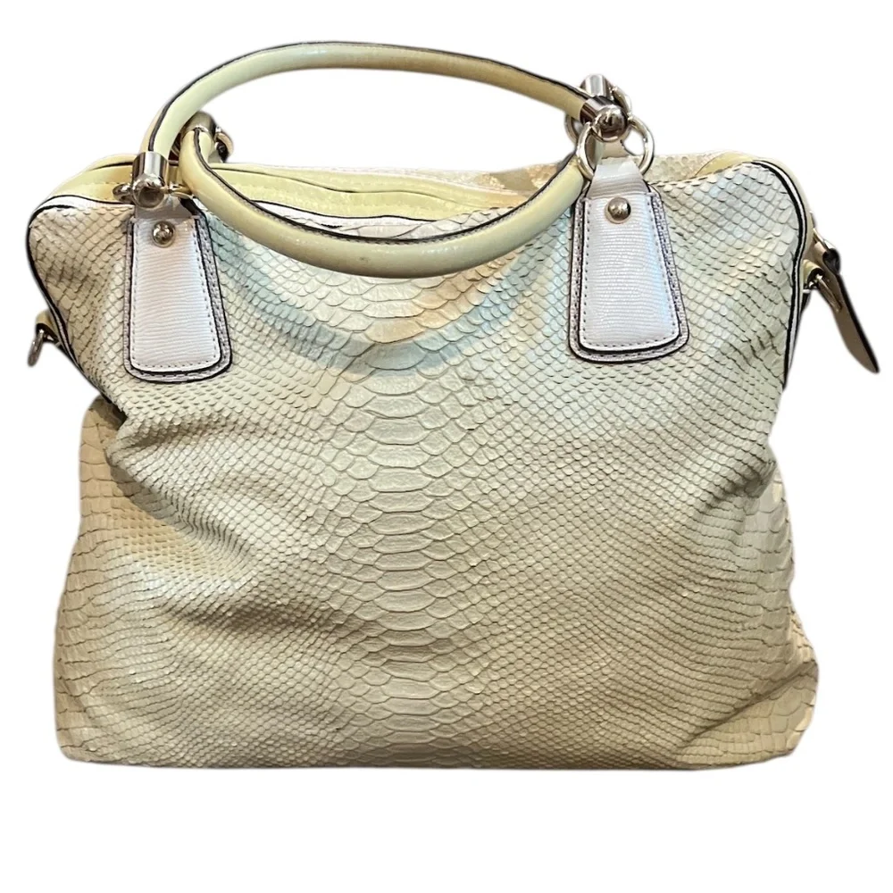 COACH PYTHON‎ SNAKE PRINT LEATHER WOMEN'S SATCHEL HANDBAG LIME/YELLOW